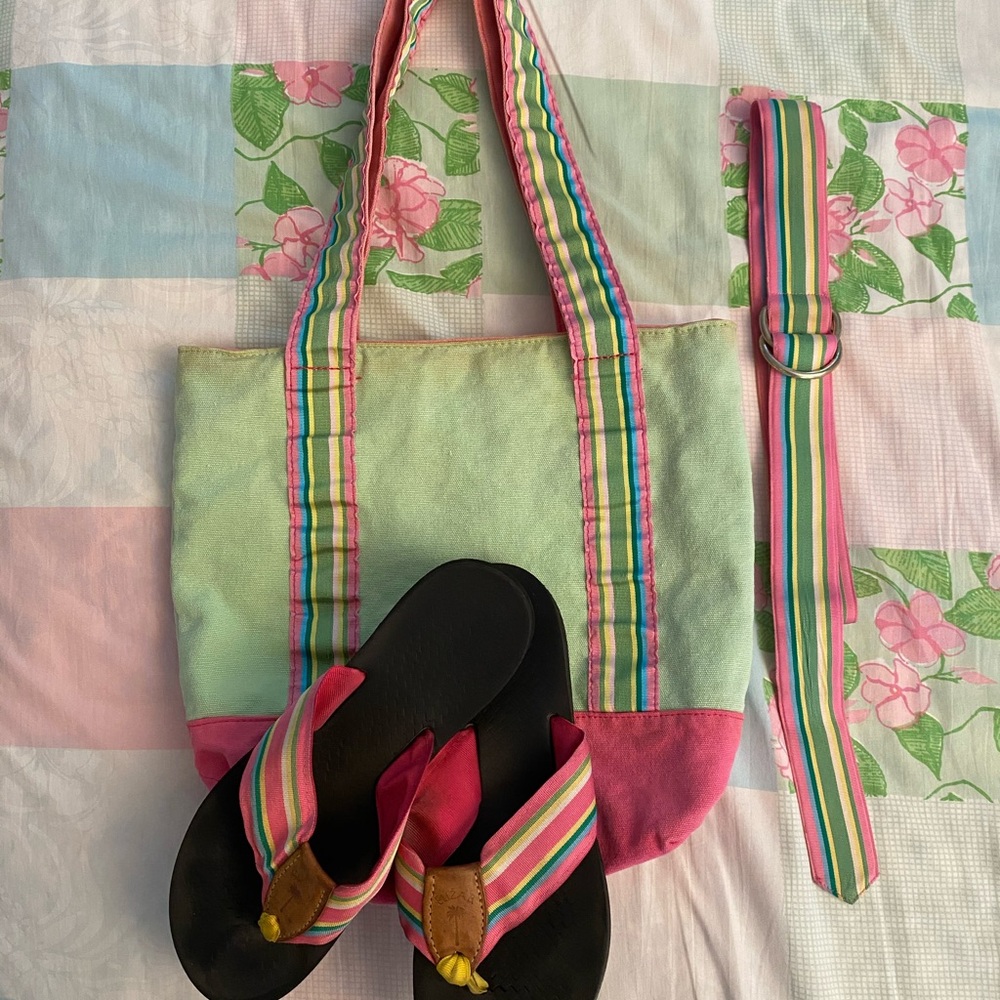 Ribbon belt tote bag belt Eliza B sandals bundle